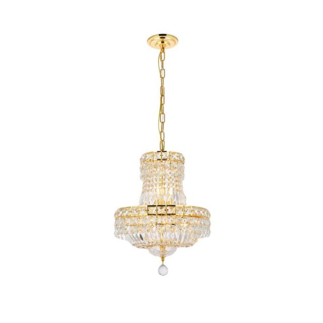 Elegant Lighting Tranquil 6 Light 14 Inch Pendant In Gold With Royal Cut Clear Crystal V2528D14G/RC