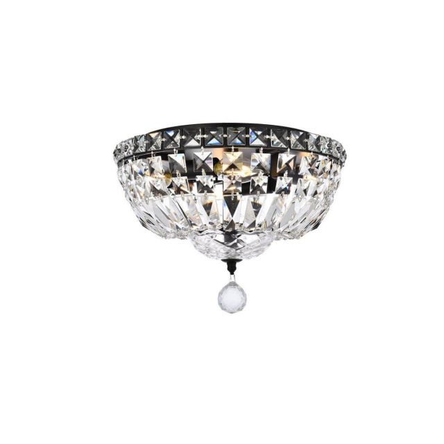 Elegant Lighting V2528F12BK/RC Tranquil 4 Light 12 Inch Flush Mount in Black with Royal Cut Clear Crystal
