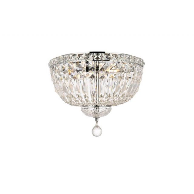 Elegant Lighting V2528F14C/RC Tranquil 4 Light 14 Inch Flush Mount In Chrome With Royal Cut Clear Crystal