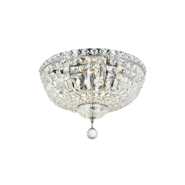 Elegant Lighting V2528F16C/RC Tranquil 6 Light 16 Inch Flush Mount In Chrome With Royal Cut Clear Crystal