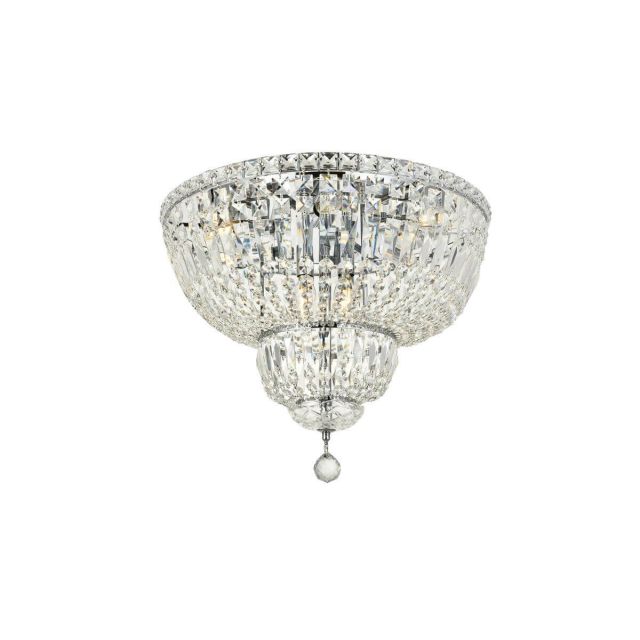 Elegant Lighting V2528F20C/RC Tranquil 10 Light 20 Inch Flush Mount In Chrome With Royal Cut Clear Crystal