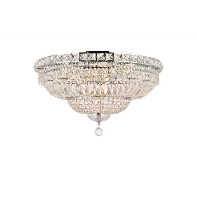 Elegant Lighting V2528F24C/RC Tranquil 12 Light 24 Inch Flush Mount In Chrome With Royal Cut Clear Crystal