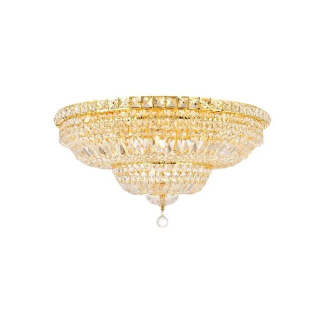 Elegant Lighting V2528F30G/RC Tranquil 18 Light 30 Inch Flush Mount In Gold With Royal Cut Clear Crystal