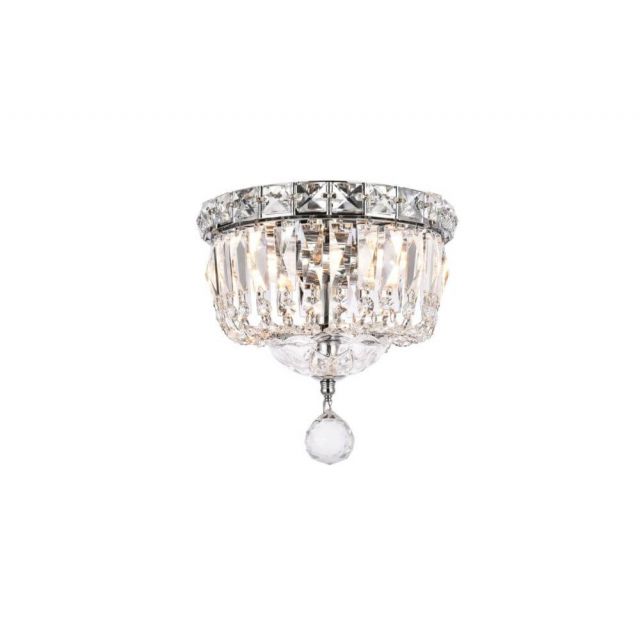 Elegant Lighting V2528F8C/RC Tranquil 2 Light 8 Inch Flush Mount In Chrome With Royal Cut Clear Crystal