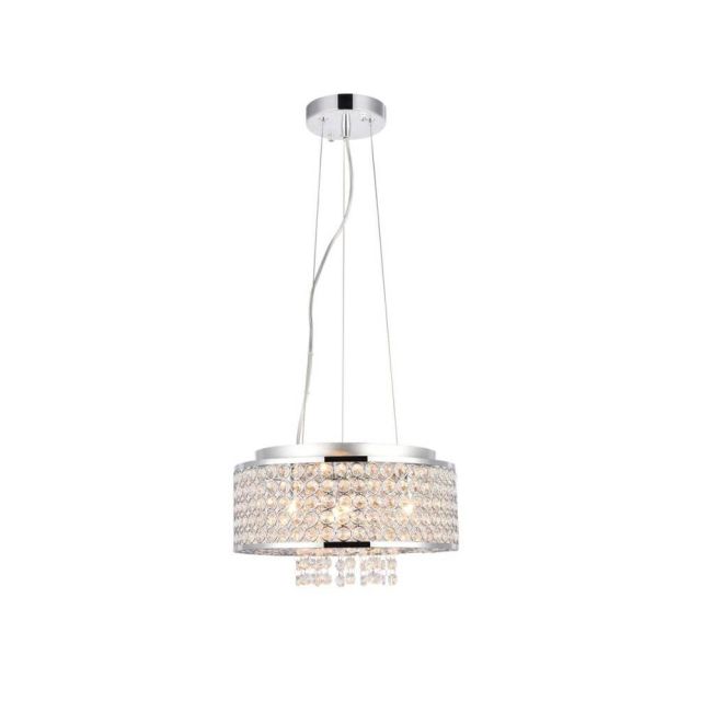 Elegant Lighting Amelie 4 Light 12 Inch Crystal Pendant In Chrome With Royal Cut Clear Crystal V2914D12C/RC