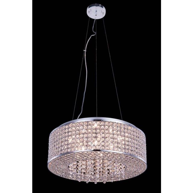 Elegant Lighting Amelie 8 Light 20 Inch Crystal Pendant In Chrome With Royal Cut Clear Crystal V2914D20C/RC