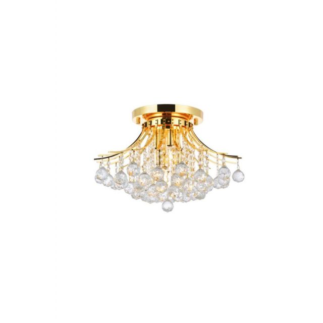 Elegant Lighting Toureg 6 Light 19 Inch Flush Mount In Gold With Royal Cut Clear Crystal V8000F19G/RC