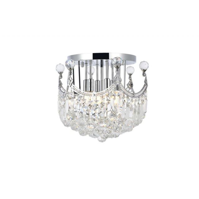 Elegant Lighting V8949F16C/RC Corona 6 Light 16 Inch Flush Mount In Chrome With Royal Cut Clear Crystal