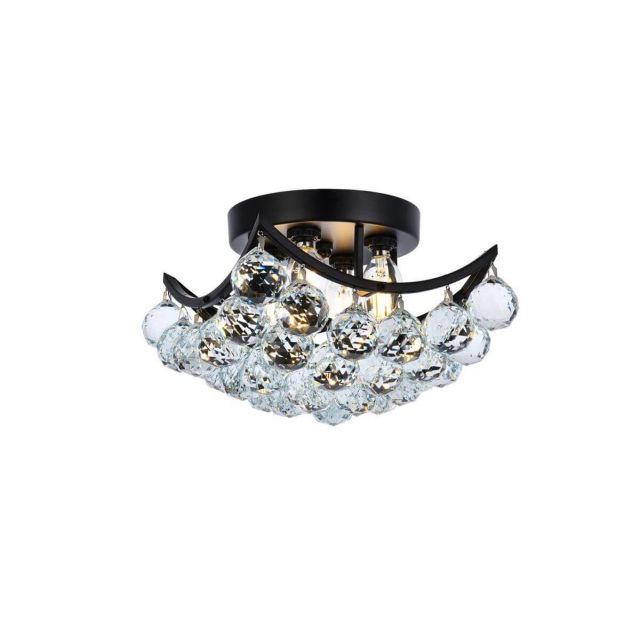 Elegant Lighting Corona 4 Light 10 Inch Flush Mount in Black with Royal Cut Clear Crystal V9800F10BK/RC