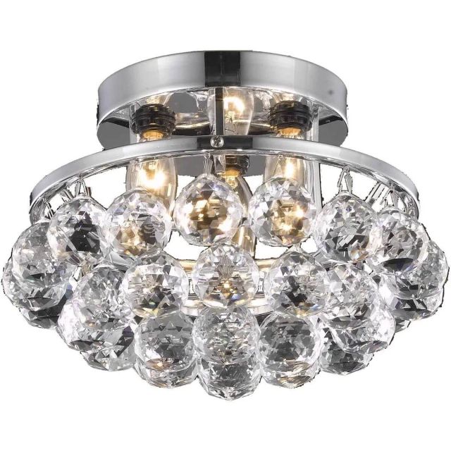 Elegant Lighting Corona 3 Light 10 Inch Crystal Flush Mount In Chrome With Royal Cut Clear Crystal V9805F10C/RC
