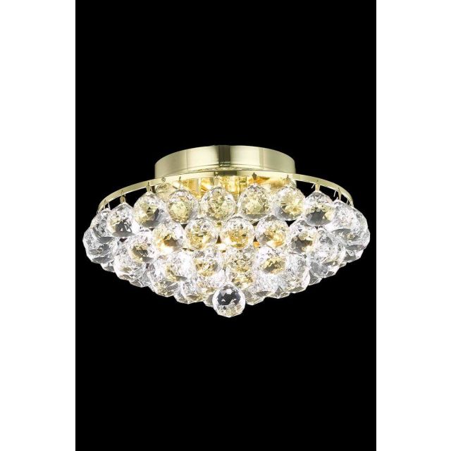 Elegant Lighting Corona 4 Light 14 Inch Crystal Flush Mount In Gold With Royal Cut Clear Crystal V9805F14G/RC