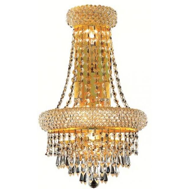 Elegant Lighting V1802W12SG/RC Primo 4 Light 18 Inch Tall Wall Sconce In Gold With Royal Cut Clear Crystal
