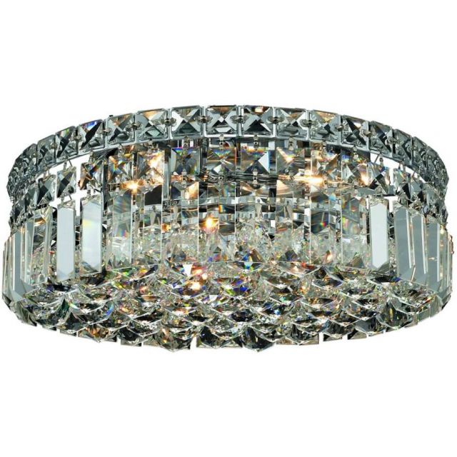 Elegant Lighting Maxime 4 Light 14 Inch Flush Mount In Chrome With Royal Cut Clear Crystal V2030F14C/RC