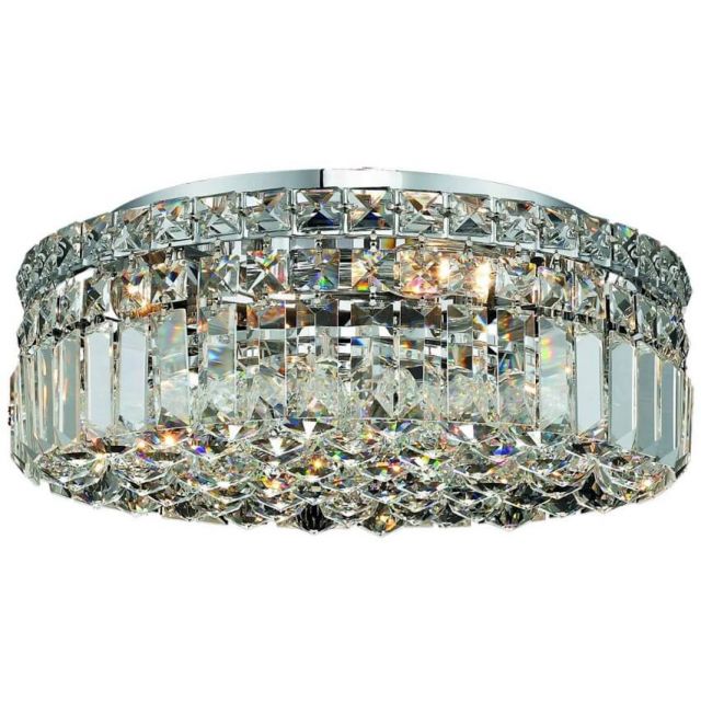Elegant Lighting Maxime 5 Light 16 Inch Flush Mount In Chrome With Royal Cut Clear Crystal V2030F16C/RC