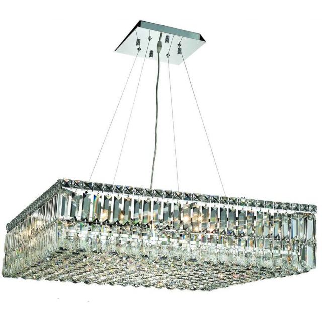 Elegant Lighting V2032D32C/RC Maxime 12 Light 32 Inch Crystal Chandelier In Chrome With Royal Cut Clear Crystal