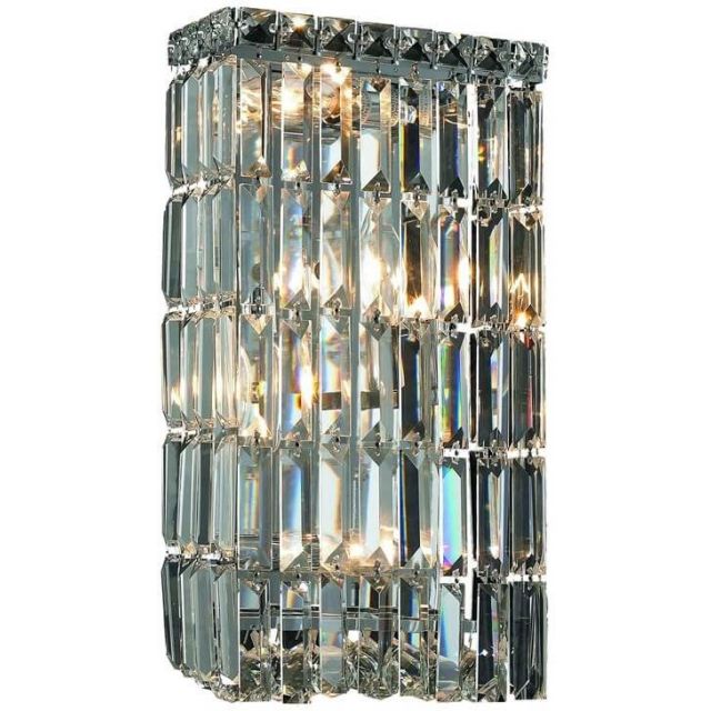 Elegant Lighting V2032W8C/RC Maxime 4 Light 16 Inch Tall Wall Sconce In Chrome With Royal Cut Clear Crystal