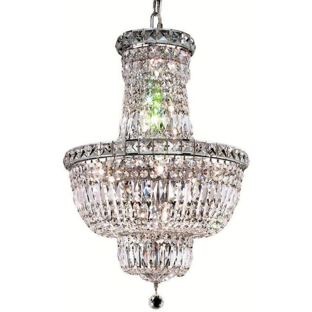 Elegant Lighting V2528D18C/RC Tranquil 12 Light 18 Inch Pendant In Chrome With Royal Cut Clear Crystal