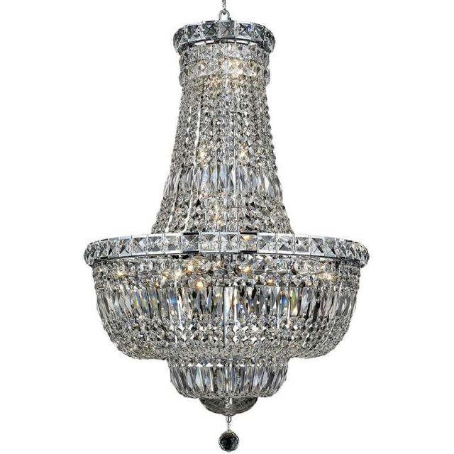 Elegant Lighting Tranquil 22 Light 22 Inch Crystal Chandelier In Chrome With Royal Cut Clear Crystal V2528D22C/RC