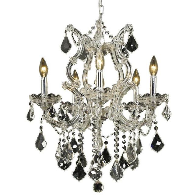 Elegant Lighting Maria Theresa 6 Light 20 Inch Pendant In Chrome With Royal Cut Clear Crystal 2800D20C/RC
