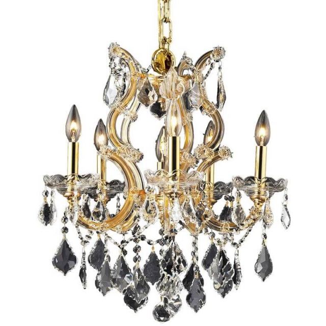 Elegant Lighting Maria Theresa 6 Light 20 Inch Pendant In Gold With Royal Cut Clear Crystal 2800D20G/RC