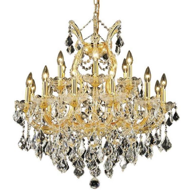 Elegant Lighting Maria Theresa 19 Light 30 Inch Crystal Chandelier In Gold With Royal Cut Clear Crystal 2800D30G/RC