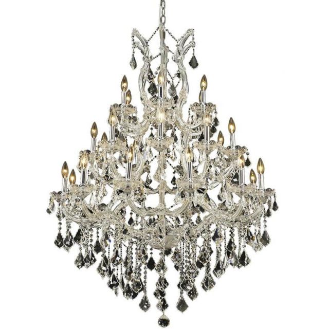 Elegant Lighting 2800D38C/RC Maria Theresa 28 Light 38 Inch Crystal Chandelier In Chrome With Royal Cut Clear Crystal
