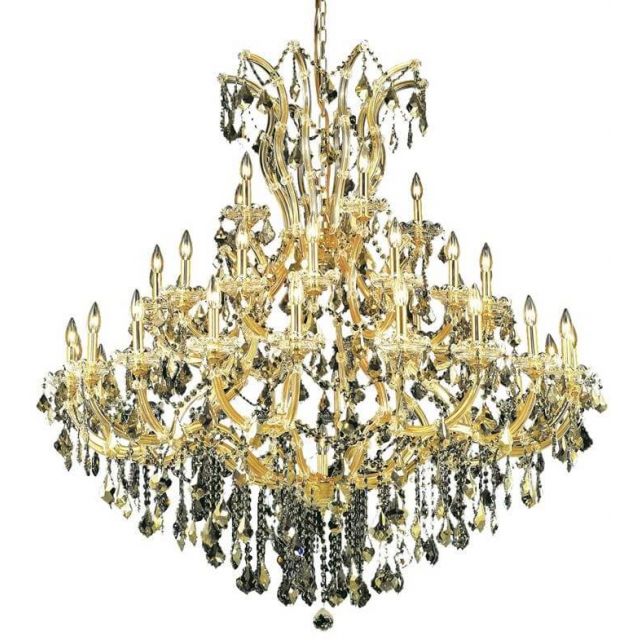 Elegant Lighting Maria Theresa 41 Light 52 Inch Crystal Chandelier In Gold With Royal Cut Golden Teak Crystal 2800G52G-GT/RC