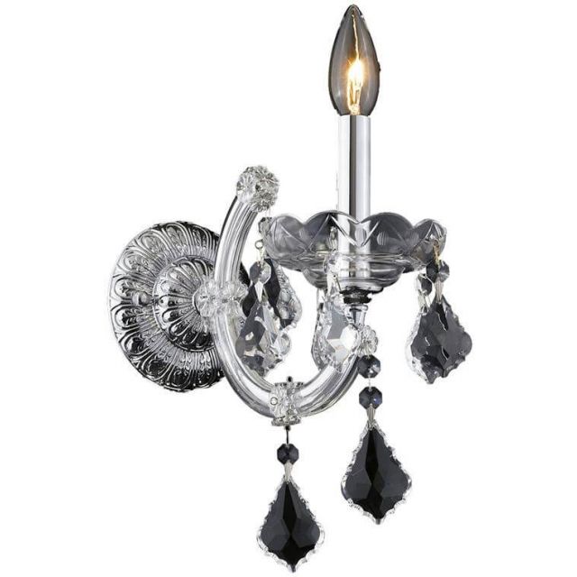 Elegant Lighting Maria Theresa 1 Light 12 Inch Tall Wall Sconce In Chrome With Royal Cut Clear Crystal 2800W1C/RC