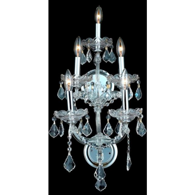 Elegant Lighting 2800W5G/RC Maria Theresa 5 Light 30 Inch Tall Wall Sconce In Gold With Royal Cut Clear Crystal
