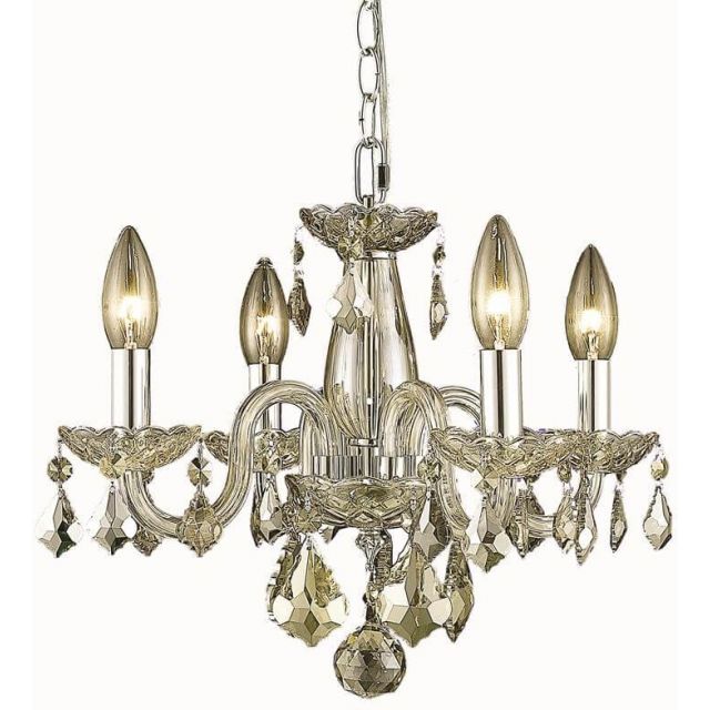 Elegant Lighting V7804D15GS-GS/RC Rococo 4 Light 15 Inch Pendant In Golden Shadow With Royal Cut Golden Shadow Champagne Crystal