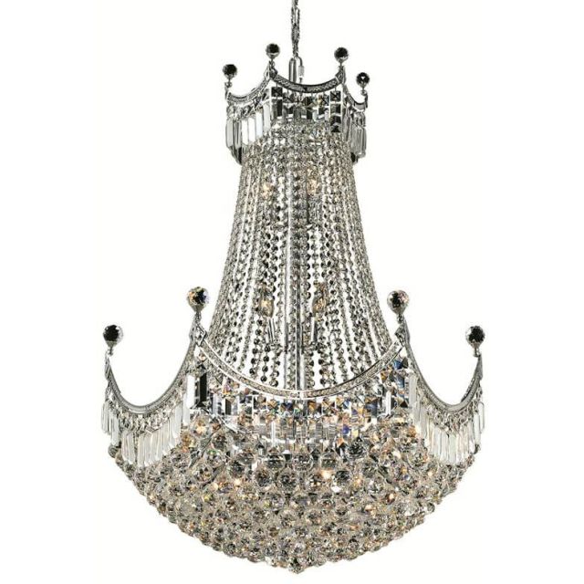 Elegant Lighting V8949D30C/RC Corona 24 Light 30 Inch Crystal Chandelier In Chrome With Royal Cut Clear Crystal