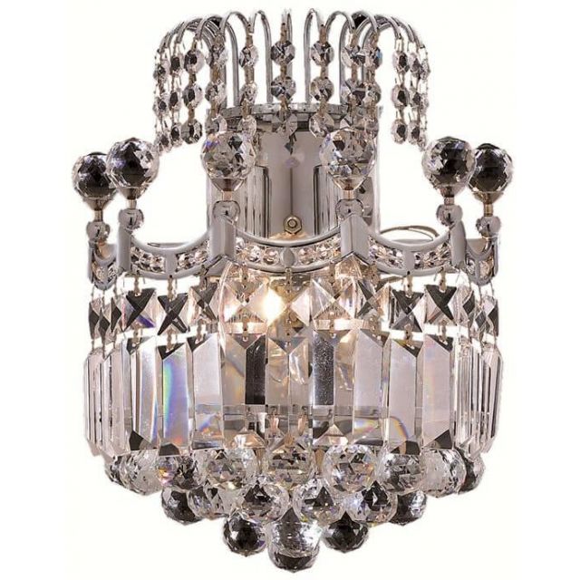 Elegant Lighting V8949W12C/RC Corona 2 Light 12 Inch Tall Wall Sconce In Chrome With Royal Cut Clear Crystal