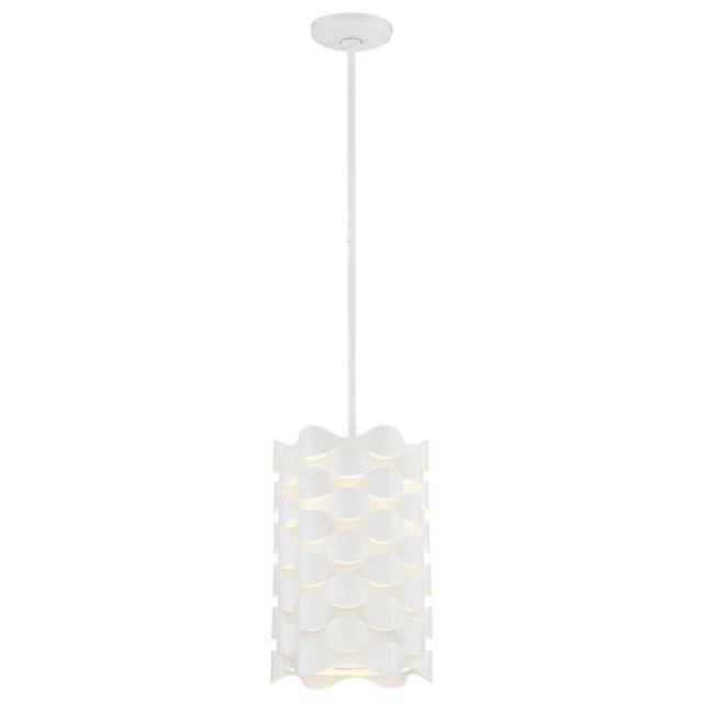 George Kovacs Coastal Current 1 Light 9 Inch LED Pendant In Sand White With White Glass And Fabric Shade P1301-655-L