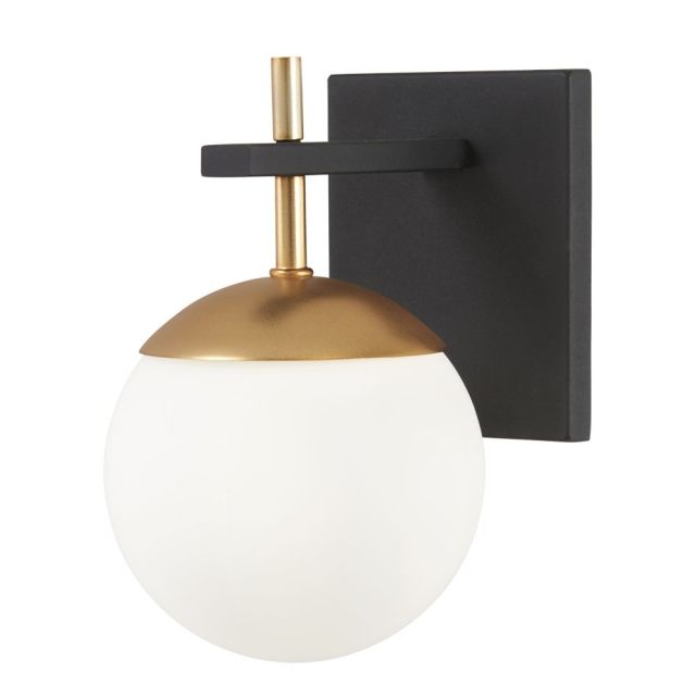 George Kovacs Alluria 1 Light 6 inch Bath Lighting In Weathered Black With Autumn Gold And Etched Opal Glass Shade P1350-618