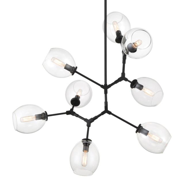 George Kovacs P1365-66A Nexpo 8 Light 25 inch Pendant in Coal with Clear Glass