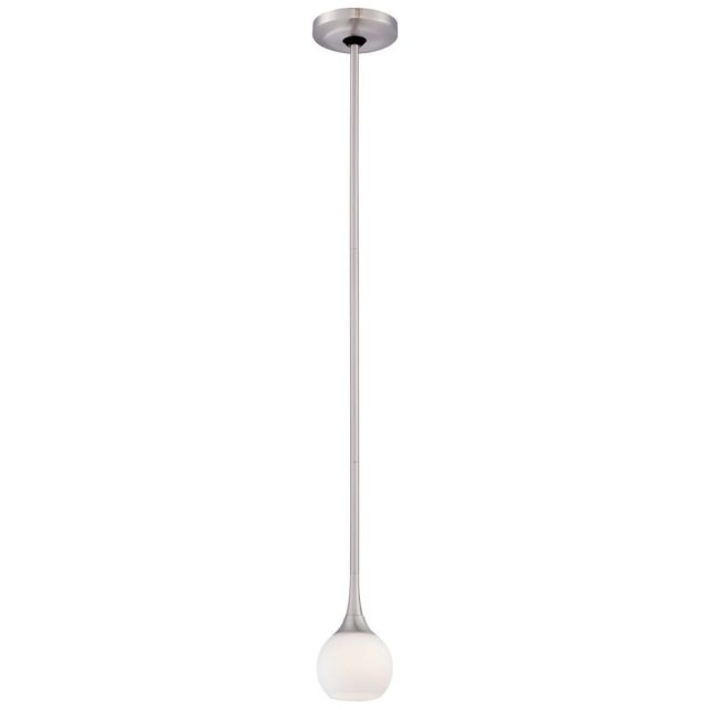 George Kovacs P1801-084 Pontil 1 Light 4 inch Pendant In Brushed Nickel With Etched Opal Glass Shade