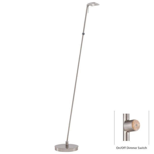 George Kovacs P4324-084 Georges Reading Room 1 Light 50 Inch Tall Floor Lamp In Brushed Nickel With Brushed Nickel Glass And Aluminum Casting Shade