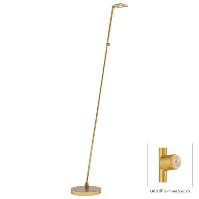 George Kovacs P4324-248 Georges Reading Room 1 Light 50 Inch Tall Floor Lamp In Honey Gold With Honey Gold Glass And Aluminum Casting Shade