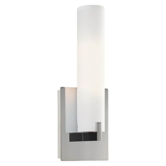 George Kovacs Tube 2 Light 13 inch Tall Wall Sconce in Chrome with Etched Opal Glass P5040-077