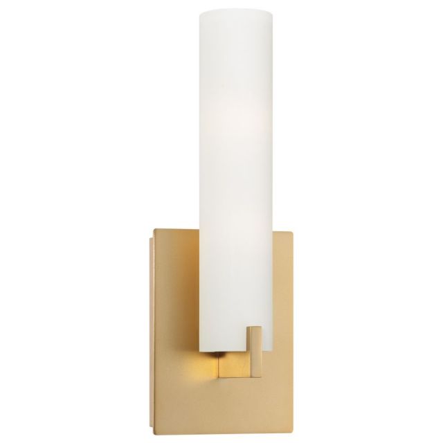 George Kovacs P5040-248-L Tube 1 Light 13 Inch Tall LED Wall Sconce In Honey Gold With Etched Opal Glass Shade