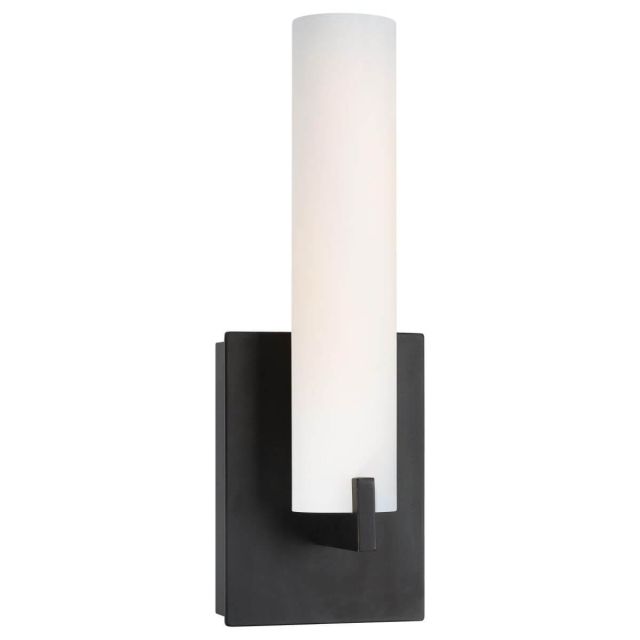 George Kovacs P5040-37B-L Tube 1 Light 13 inch Tall LED Wall Sconce in Dark Restoration Bronze with Etched White Glass