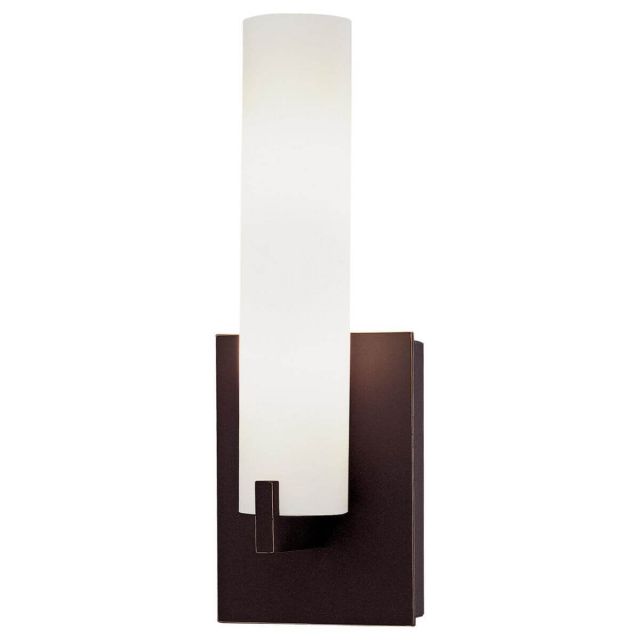 George Kovacs P5040-37B Tube 2 Light 13 inch Tall Wall Sconce in Dark Restoration Bronze with Etched Opal Glass