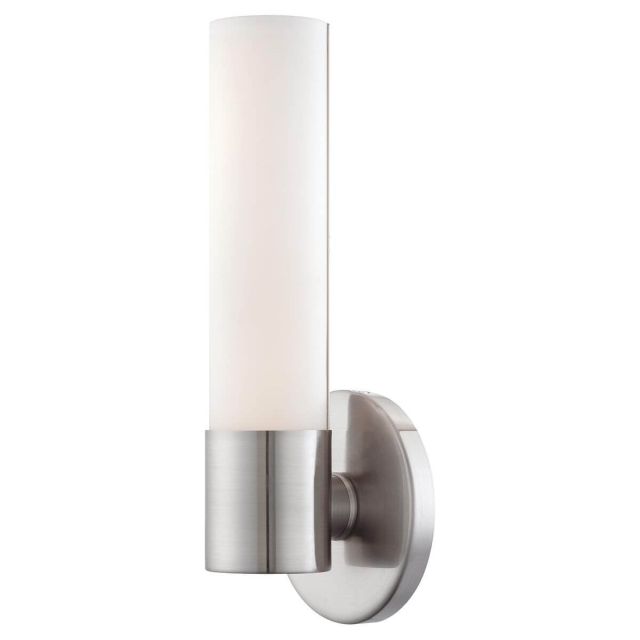 George Kovacs P5041-084-L Saber 1 Light 12 inch Tall LED Wall Sconce in Brushed Nickel with Etched Opal Glass