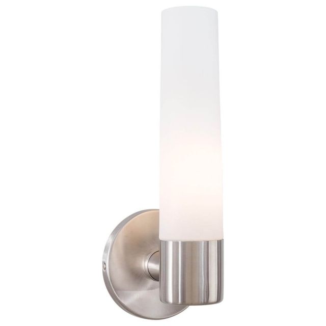George Kovacs P5041-144 Saber 1 Light 13 inch Tall Wall Sconce in Brushed Stainless Steel with Cased Etched Opal Glass