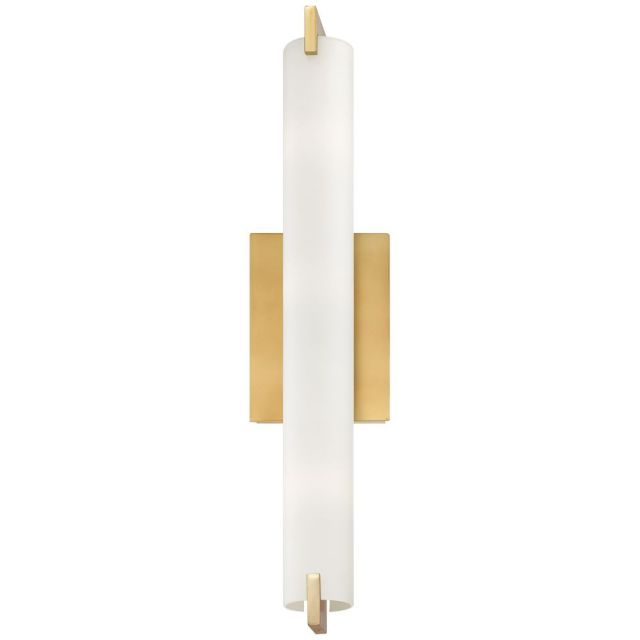 George Kovacs Tube 1 Light 5 inch Tall LED Light Wall Sconce In Honey Gold With Etched Opal Glass Shade P5044-248-L