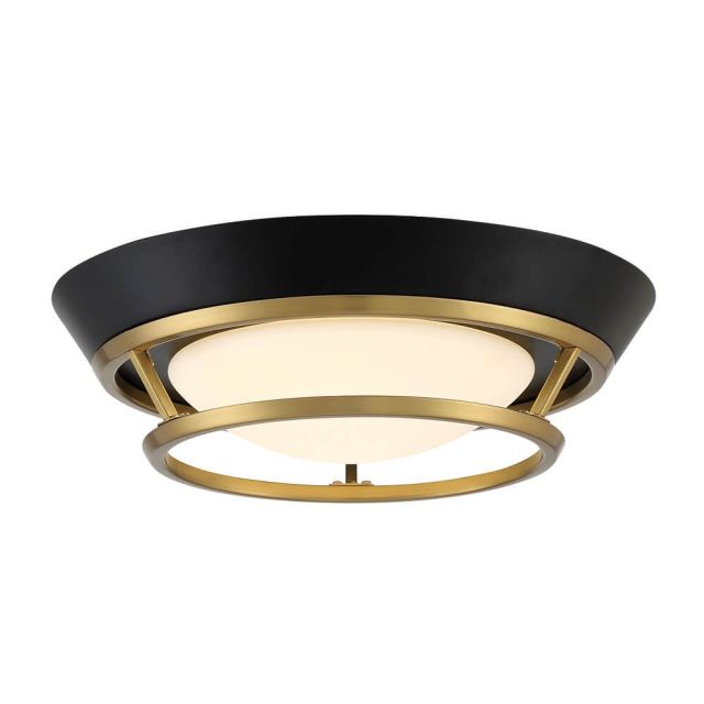 George Kovacs P5372-689-L Beam Me Up 14 inch LED Flush Mount in Coal-Satin Brass