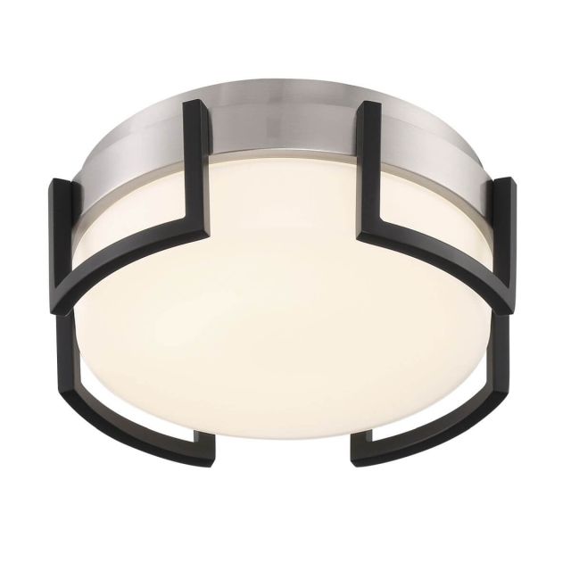 George Kovacs P953-1-691-L Bezel Set 10 inch LED Flush Mount in Coal-Brushed Nickel with Etched Opal Glass