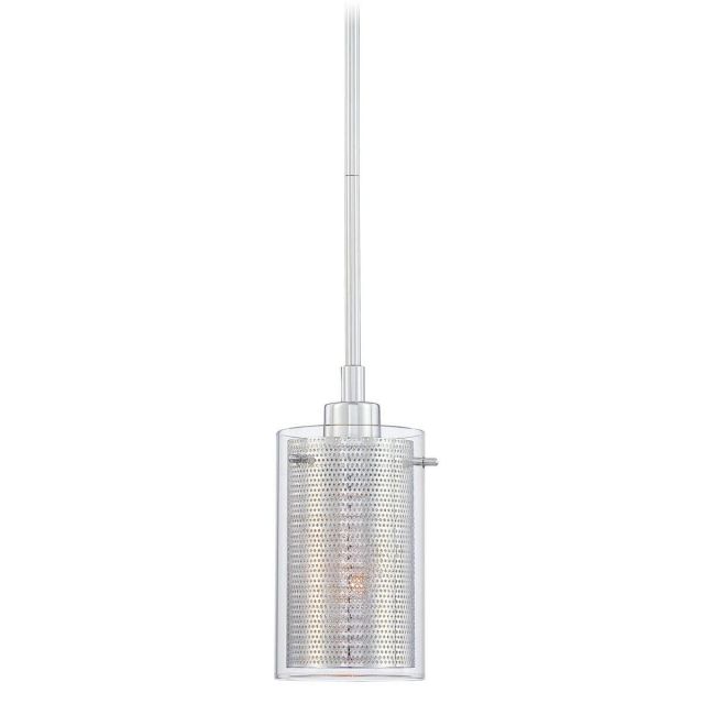George Kovacs P961-077 Grid 1 Light 6 inch Pendant in Chrome with Clear Glass