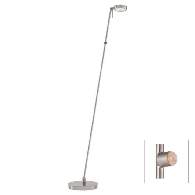 George Kovacs P4304-084 Georges Reading Room 1 Light 50 Inch Tall Floor Lamp In Brushed Nickel With Brushed Nickel Glass And Aluminum Casting Shade