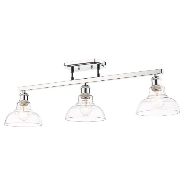 Golden Lighting 0305-3SF CH-CLR Carver 3 Light 36 inch Semi Flush Mount in Chrome with Clear Glass